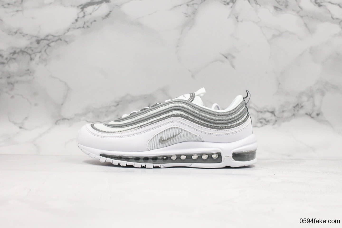 耐克Nike Air Max 97 Reflect Silver纯原版本3M反光银灰子弹气垫鞋原底原面小潘气垫正确版型 货号:921826-105