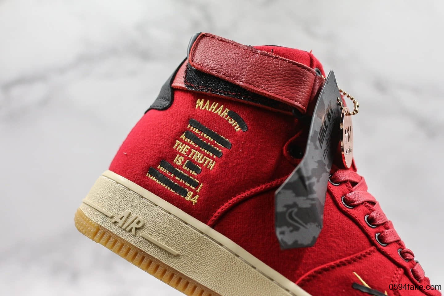 耐克nike Air Force 1 High Premium x maharishi纯原版本空军联名龙纹高帮中国红配色原厂刺绣大勾内置气垫 货号:CI3900-991