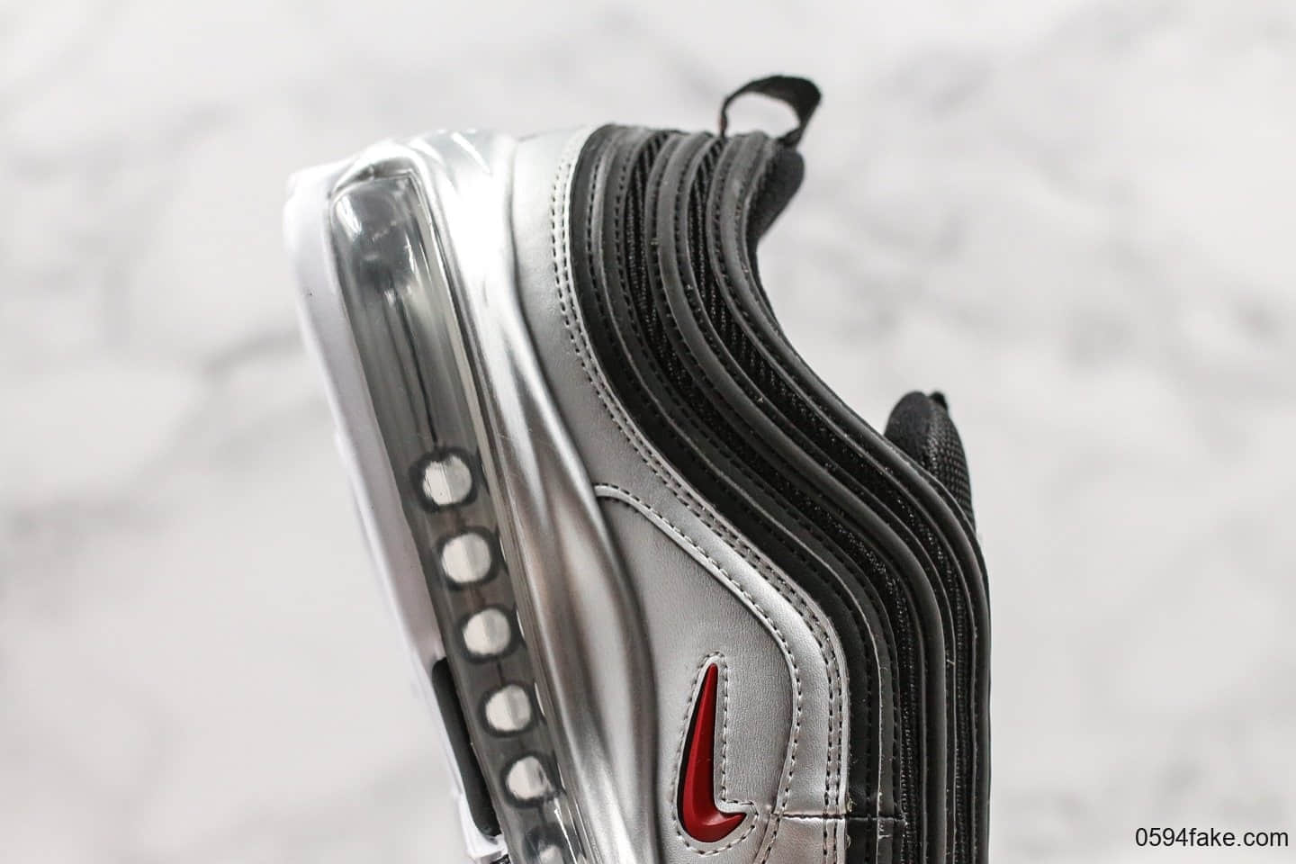 耐克Nike Air Max 97 QS Metallic Pack纯原版本重金属复古气垫百搭休闲运动慢跑鞋银黑红子弹男女鞋最高品质正确细节版本 货号:AT5458-001