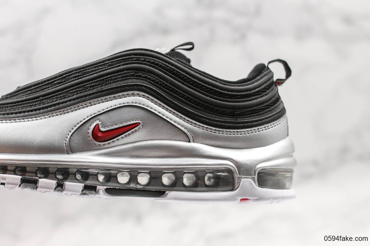 耐克Nike Air Max 97 QS Metallic Pack纯原版本重金属复古气垫百搭休闲运动慢跑鞋银黑红子弹男女鞋最高品质正确细节版本 货号:AT5458-001