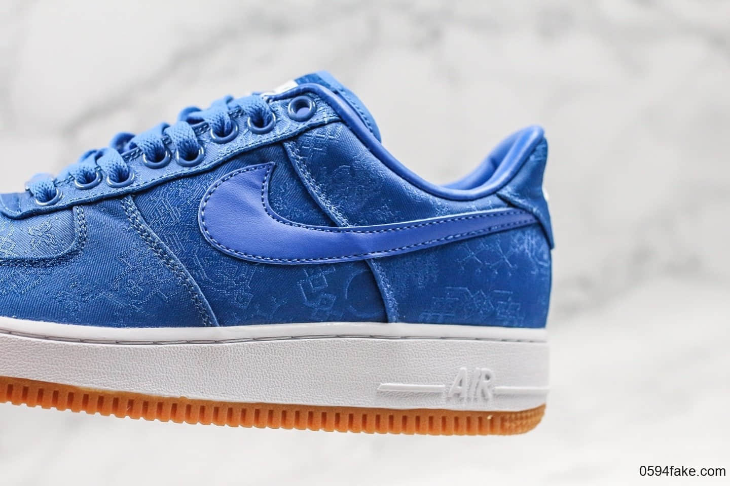 耐克CLOT x Nike Air Force 1陈冠希主理品牌联名空军一号蓝丝绸公司级带半码原装夜光水晶外底 货号:AO9286-400
