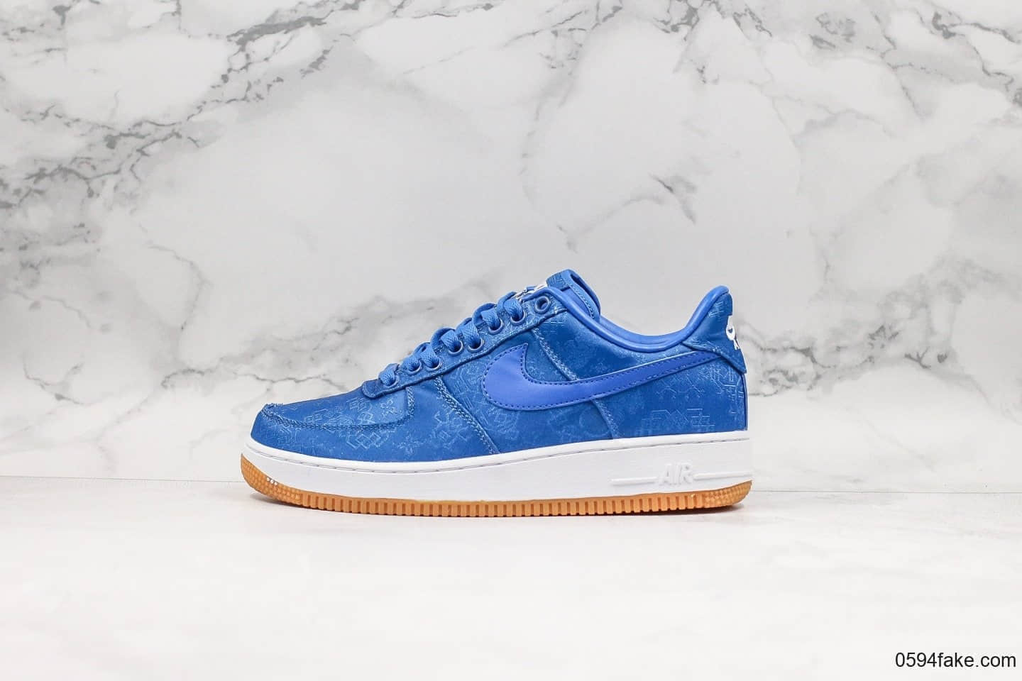 耐克CLOT x Nike Air Force 1陈冠希主理品牌联名空军一号蓝丝绸公司级带半码原装夜光水晶外底 货号:AO9286-400