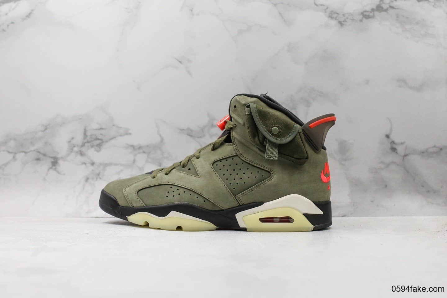 乔丹Travis Scott x Air Jordan 6斯科特联名AJ6橄榄绿OG纯原市售最高版本原鞋开发原厂皮料正确夜光大底 货号:CN1084-200