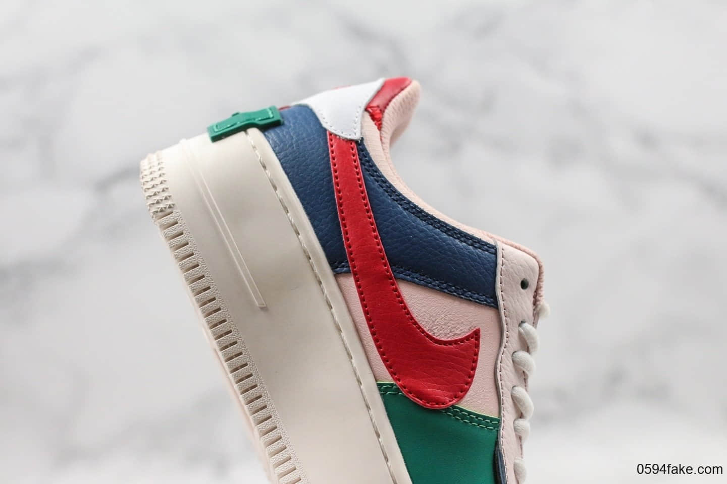 耐克Nike Air Force 1 “Shadow”空军一号AF1影子系列板鞋蓝粉绿纯原双层轻量EVA发泡中底 货号:CI0919-400