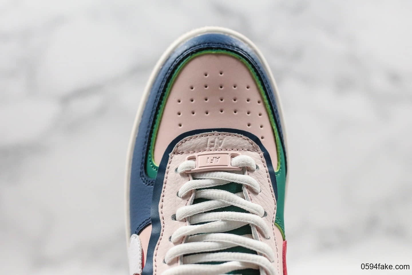 耐克Nike Air Force 1 “Shadow”空军一号AF1影子系列板鞋蓝粉绿纯原双层轻量EVA发泡中底 货号:CI0919-400