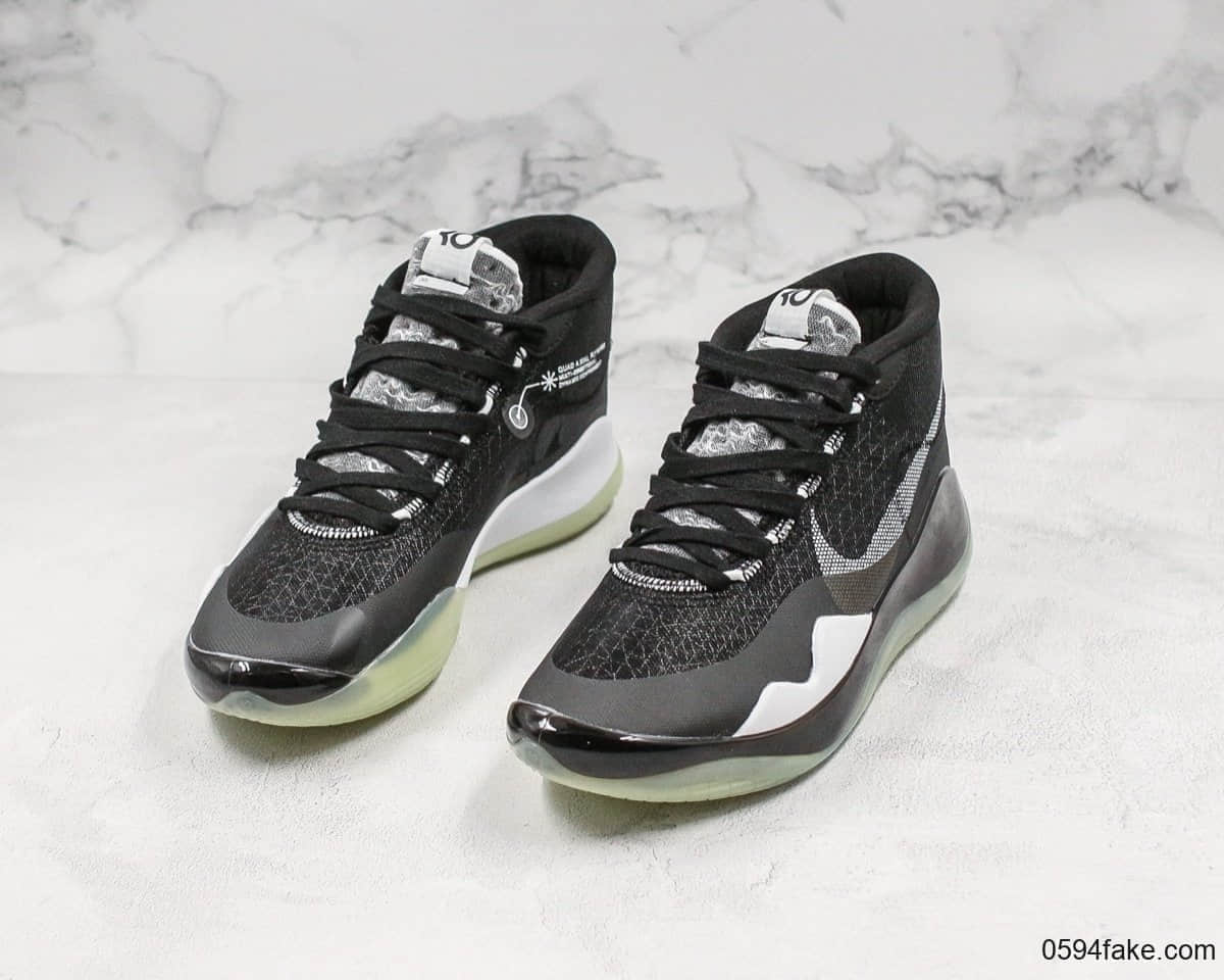 耐克Nike Zoom KD12 EP杜兰特12代实战篮球鞋黑色公司级全掌Zoom气垫外层半透明纤维四向可动Flywire飞线 货号:AR4230-109