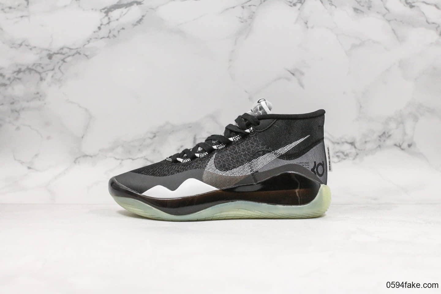 耐克Nike Zoom KD12 EP杜兰特12代实战篮球鞋黑色公司级全掌Zoom气垫外层半透明纤维四向可动Flywire飞线 货号:AR4230-109