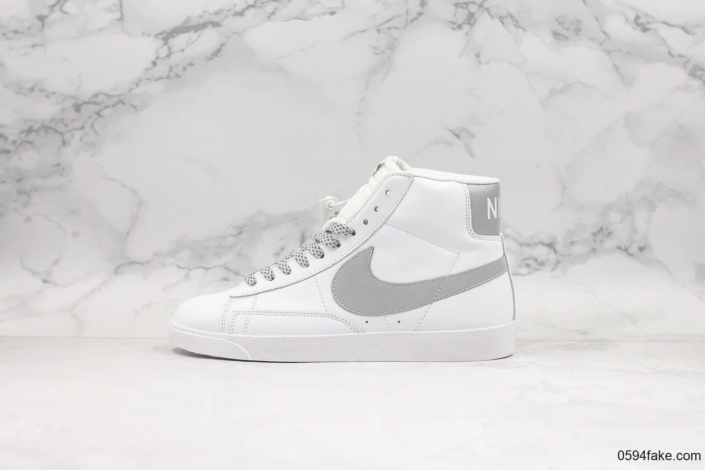 耐克NIKE BLAZER MID PRM公司级高帮开拓者满天星版本全头层LOGO添加3M反光效果皮面休闲鞋 (ID:19313) - 图片1
