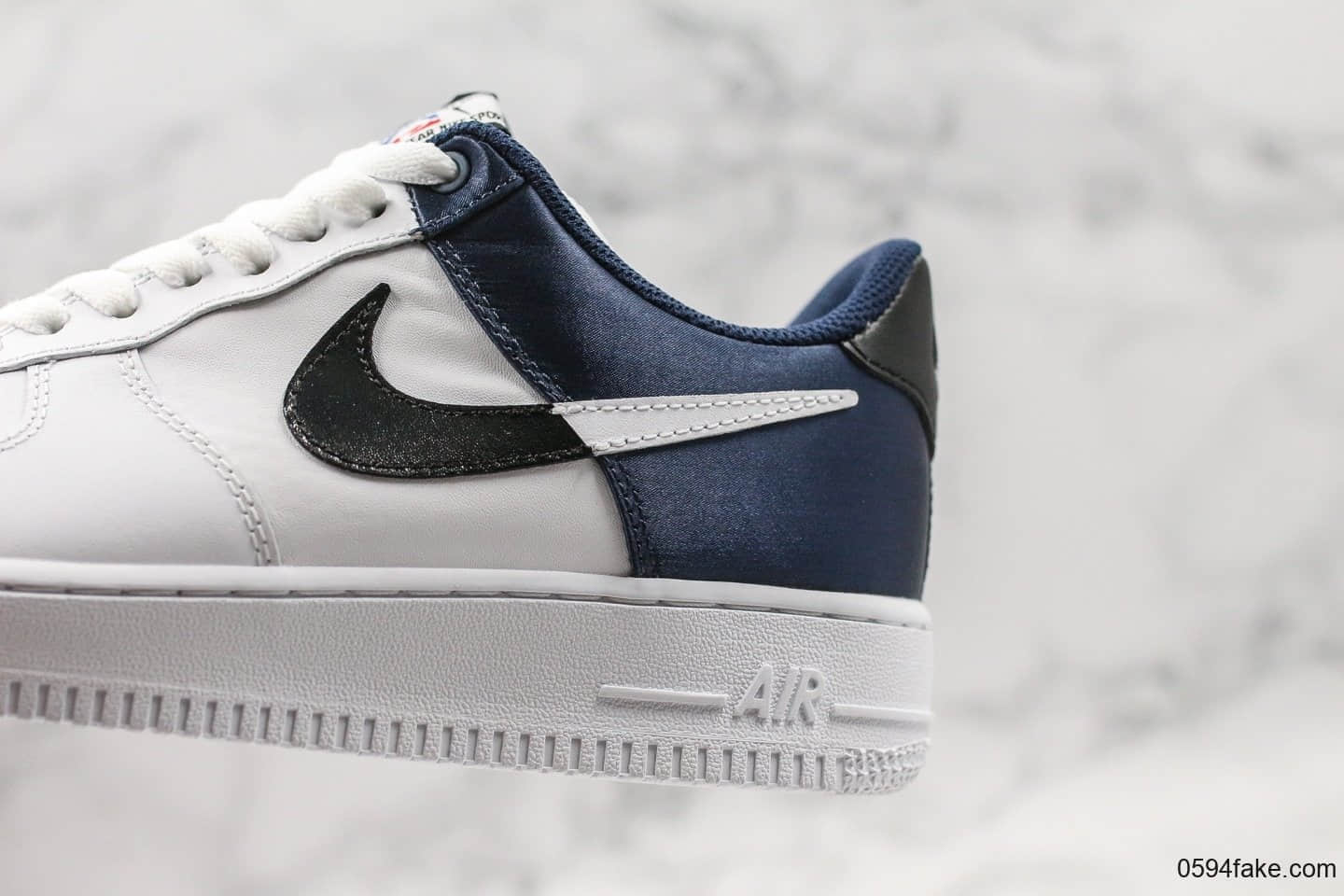 耐克Nike Air Force 1'07 LV8 1HO19纯原版本低帮空军一号白蓝丝绸NBA球队标签原厂头层皮质搭配绸缎材质 货号:BQ4420-400