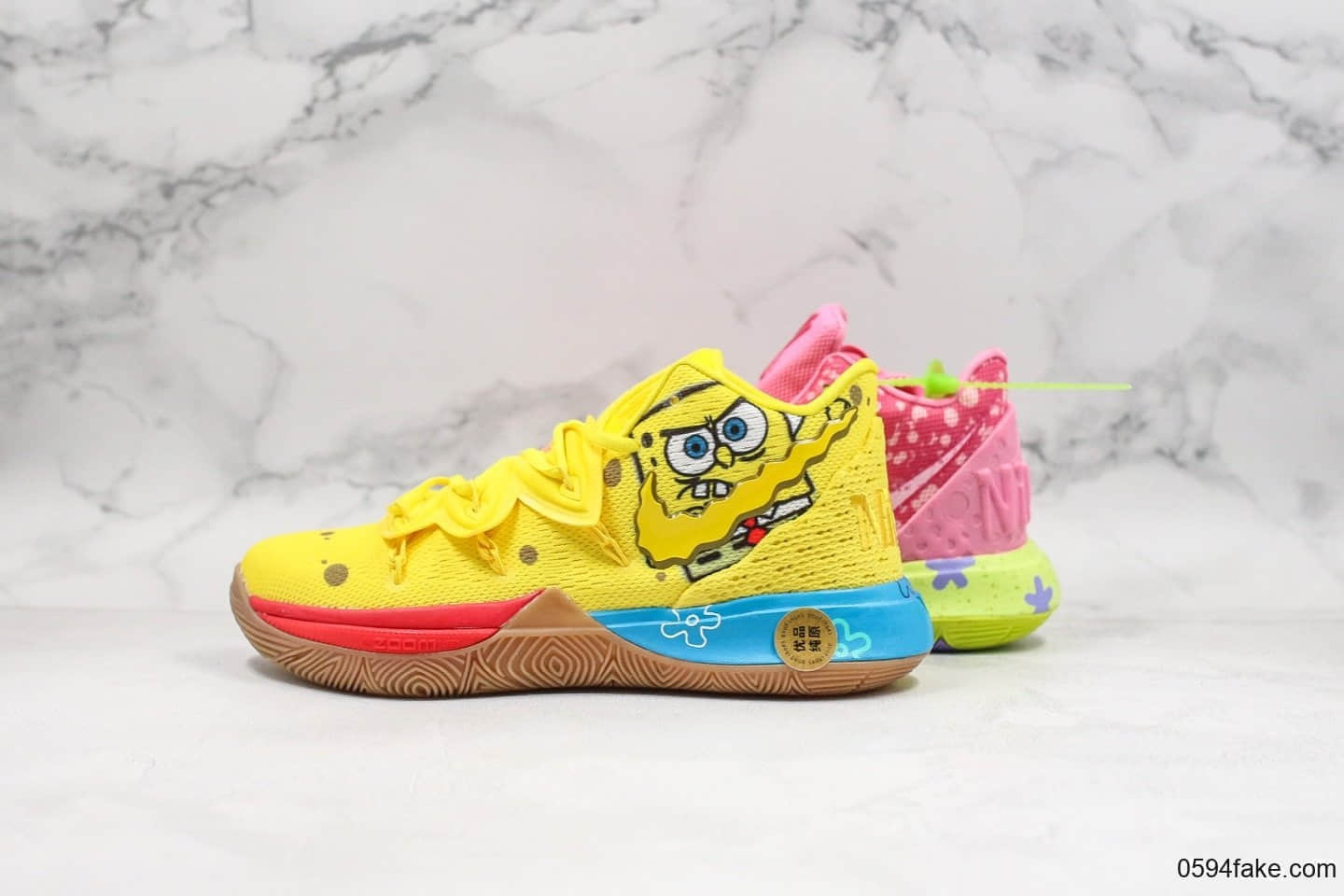 耐克Nike Kyrie 5 PE x Spongebob纯原版本欧文5代联名海绵宝宝派大星鸳鸯配色室内外实战休闲运动篮球鞋 货号:CJ6951-700