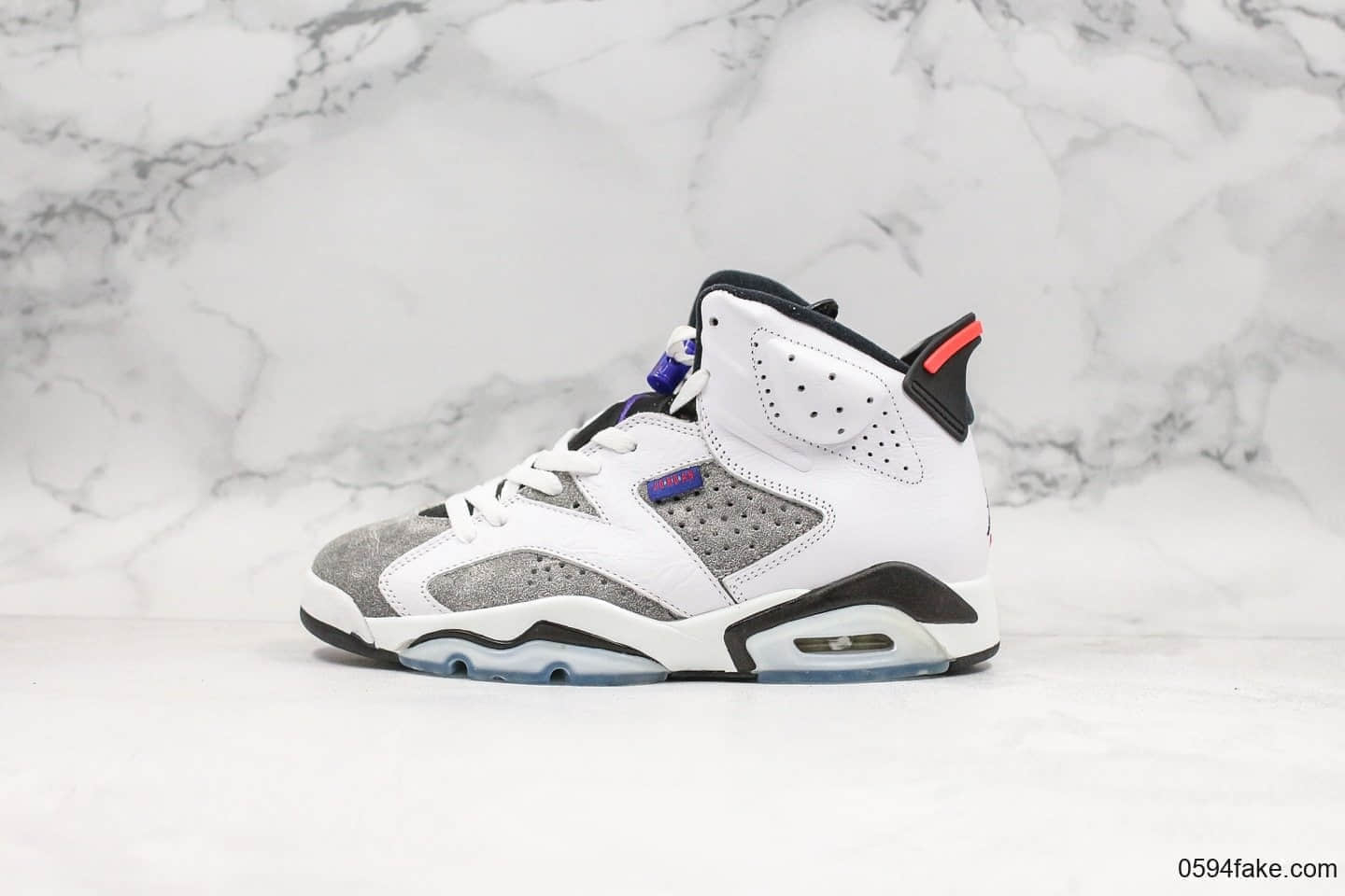 乔丹Air Jordan AJ6 Flint纯原版本AJ6燧石灰白紫外线全新软牛皮+麂皮打造实战篮球鞋 (ID:19403) - 图片1