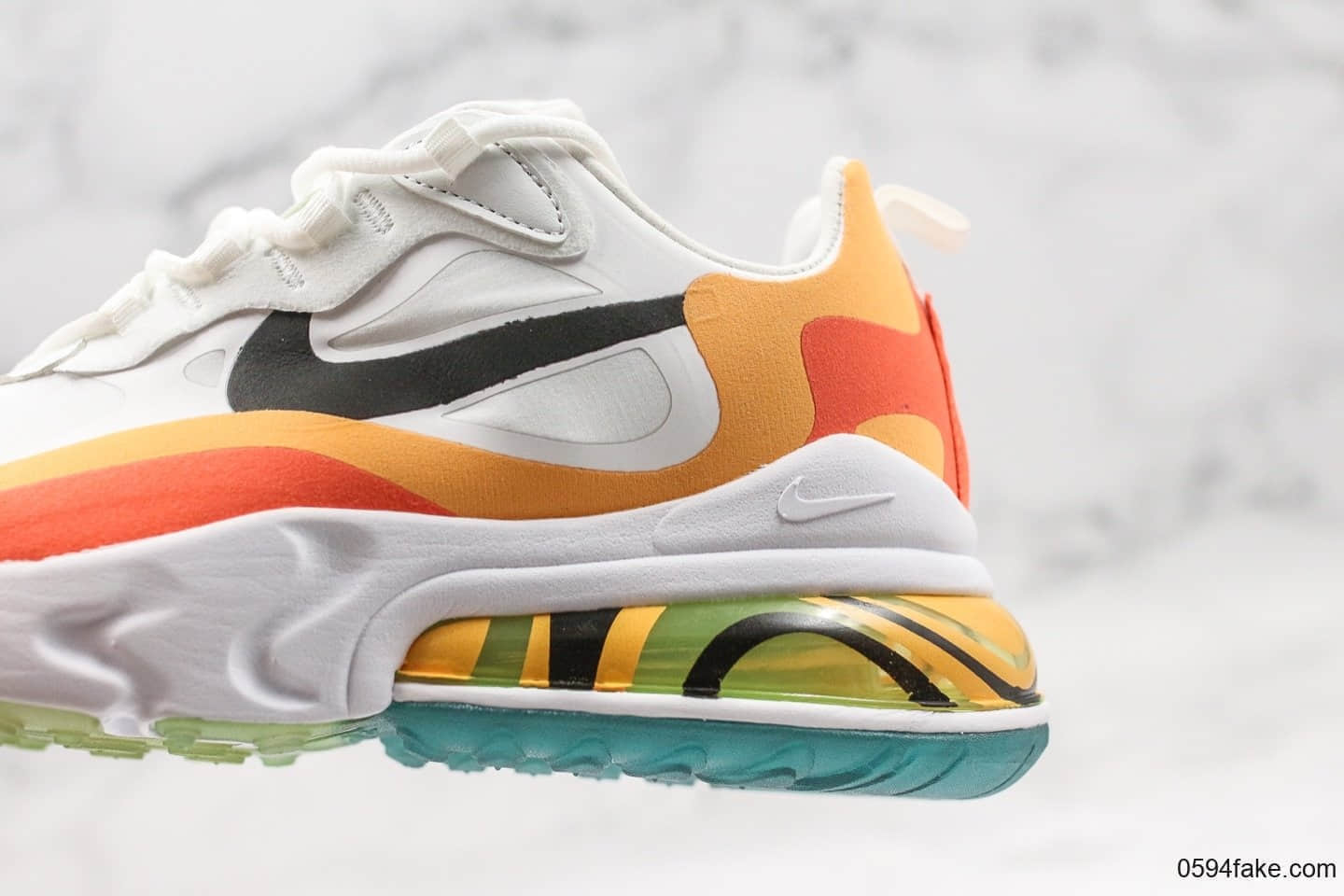 耐克Nike React Air Max 270 React纯原版本高桥盾网纱系列气垫鞋黑粉白全新配色机能半气垫跑步鞋 货号:AO4971-005