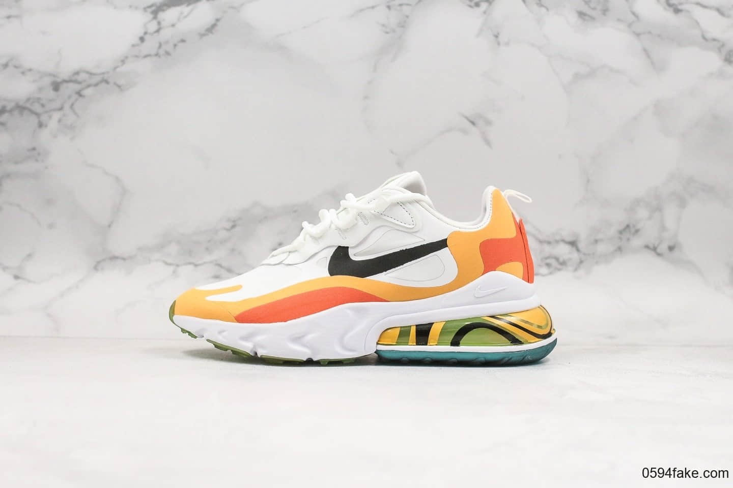 耐克Nike React Air Max 270 React纯原版本高桥盾网纱系列气垫鞋黑粉白全新配色机能半气垫跑步鞋 货号:AO4971-005