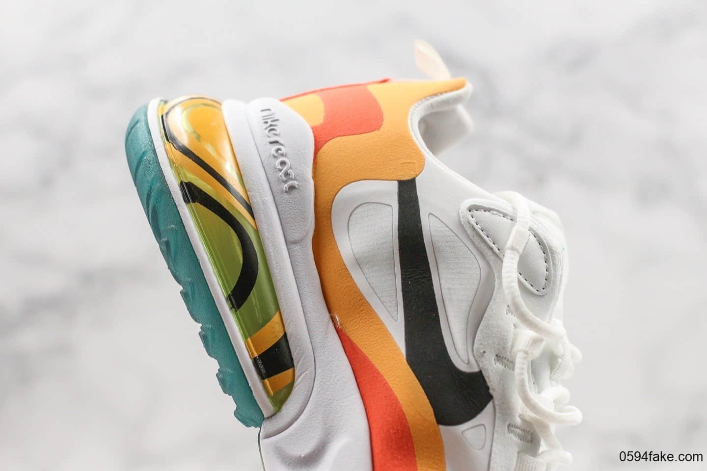 耐克Nike React Air Max 270 React纯原版本高桥盾网纱系列气垫鞋黑粉白全新配色机能半气垫跑步鞋 货号:AO4971-005
