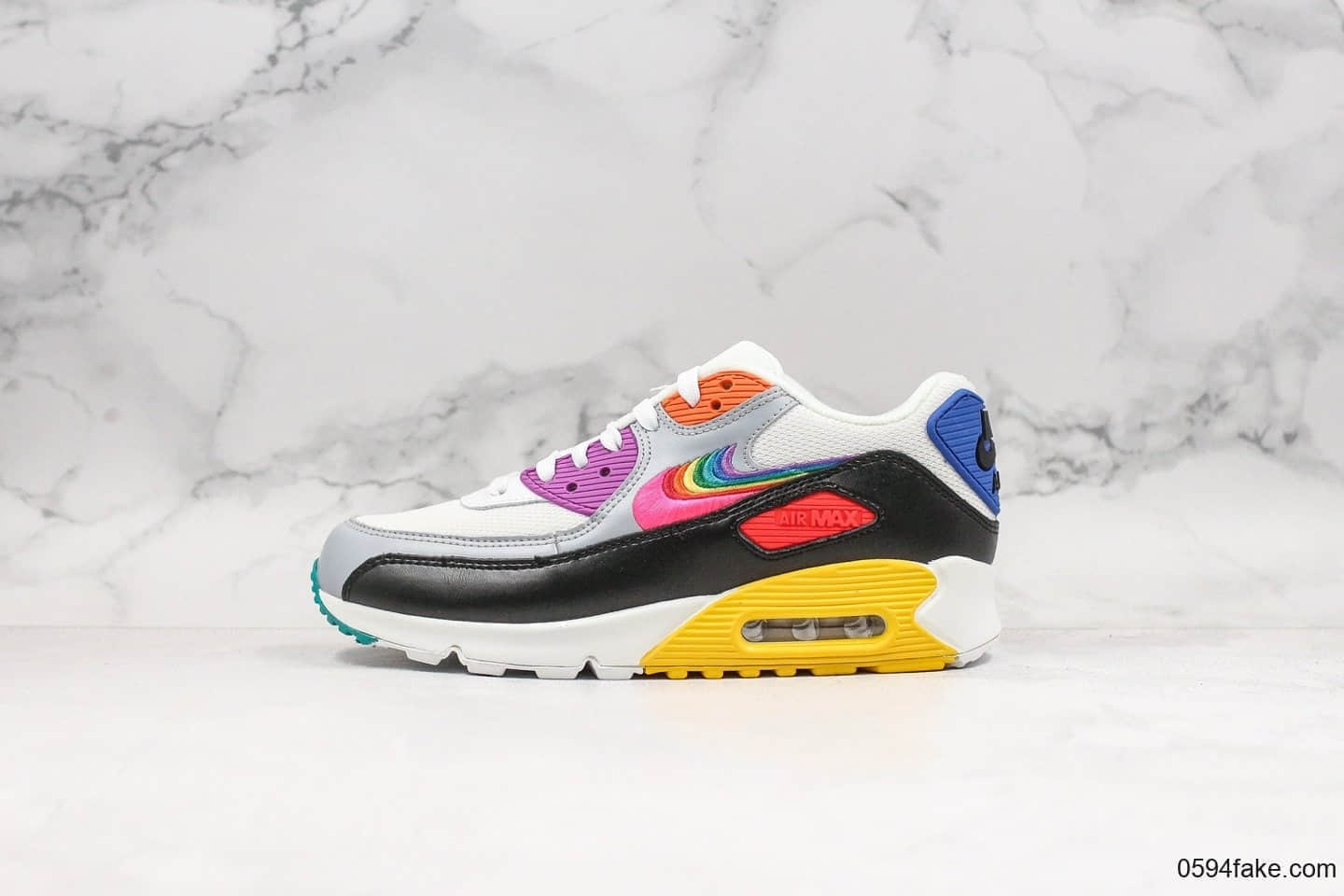 耐克Nike Air Max 90 “Betrue”复古气垫鞋休闲慢跑鞋彩虹系列限定配色炫彩纯原带半码原盒原标精细做工 (ID:19922) - 图片1