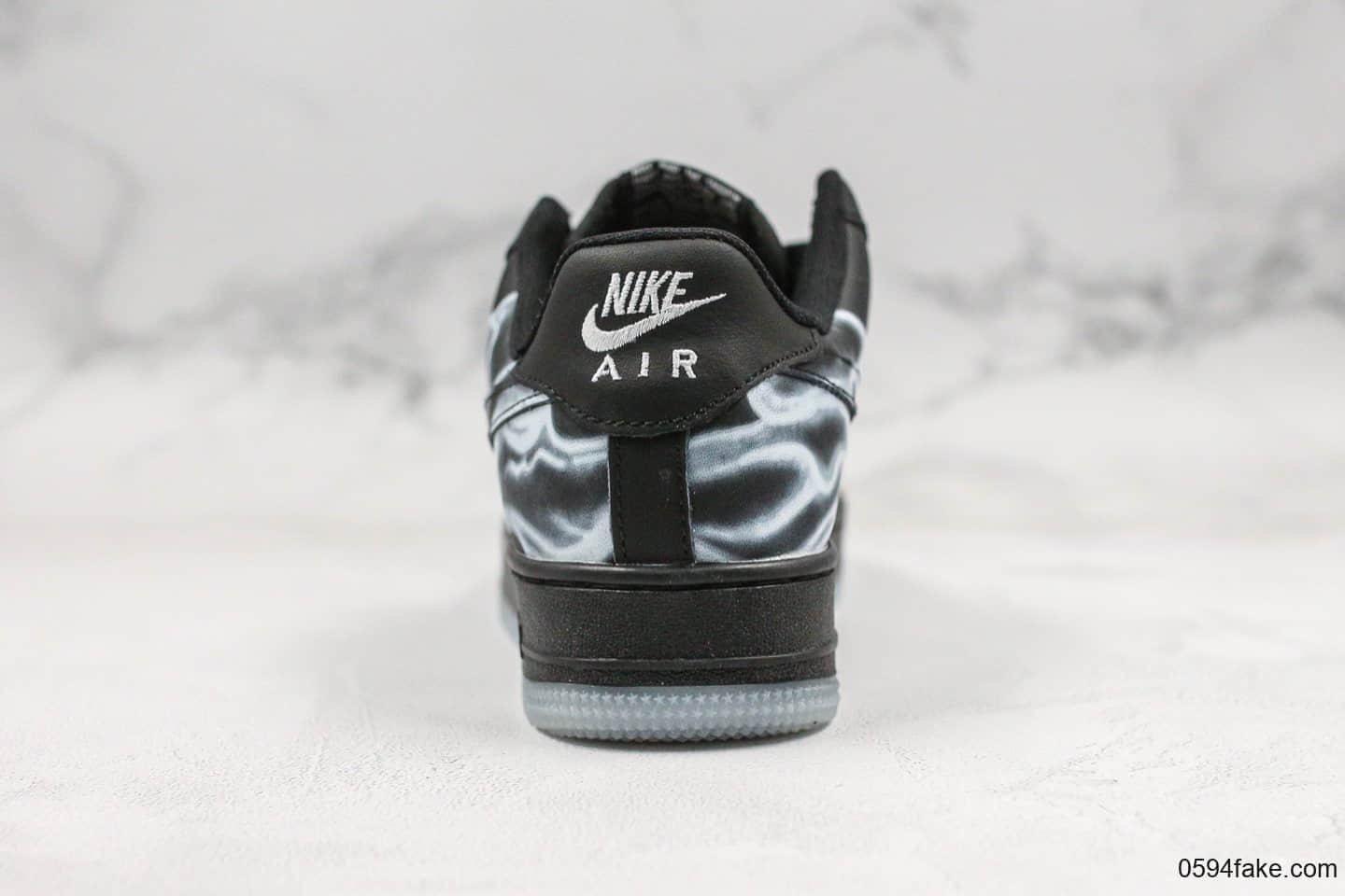 耐克Nike Air Force 1 “Skeleton”空军一号AF1低帮休闲板鞋万圣节黑色透视骨骼公司级带半码原鞋开发加持夜光大底 货号:BQ7541-101
