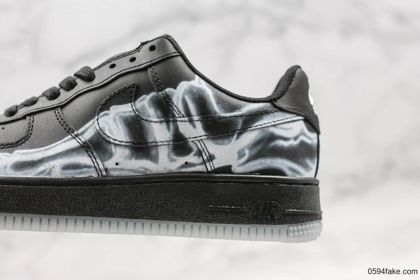 耐克Nike Air Force 1 “Skeleton”空军一号AF1低帮休闲板鞋万圣节黑色透视骨骼公司级带半码原鞋开发加持夜光大底 货号:BQ7541-101