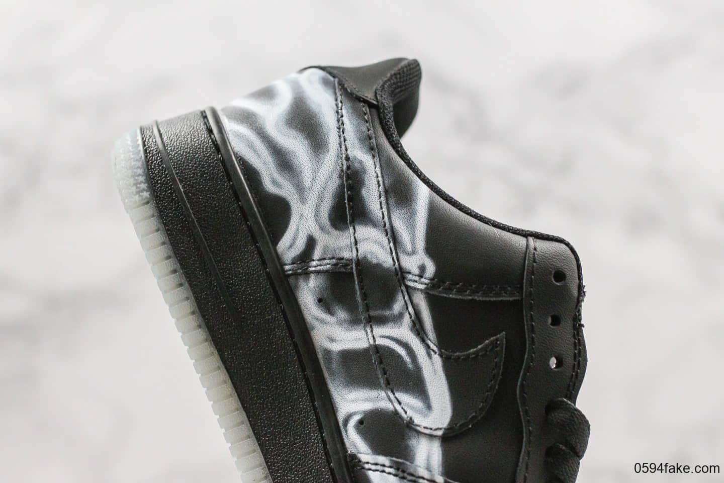 耐克Nike Air Force 1 “Skeleton”空军一号AF1低帮休闲板鞋万圣节黑色透视骨骼公司级带半码原鞋开发加持夜光大底 货号:BQ7541-101