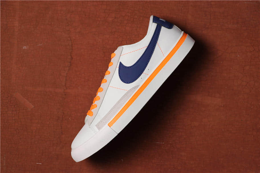 Nike Blazer Low白蓝 耐克开拓者真标带半码头层皮质校园板鞋 (ID:2008) - 图片1
