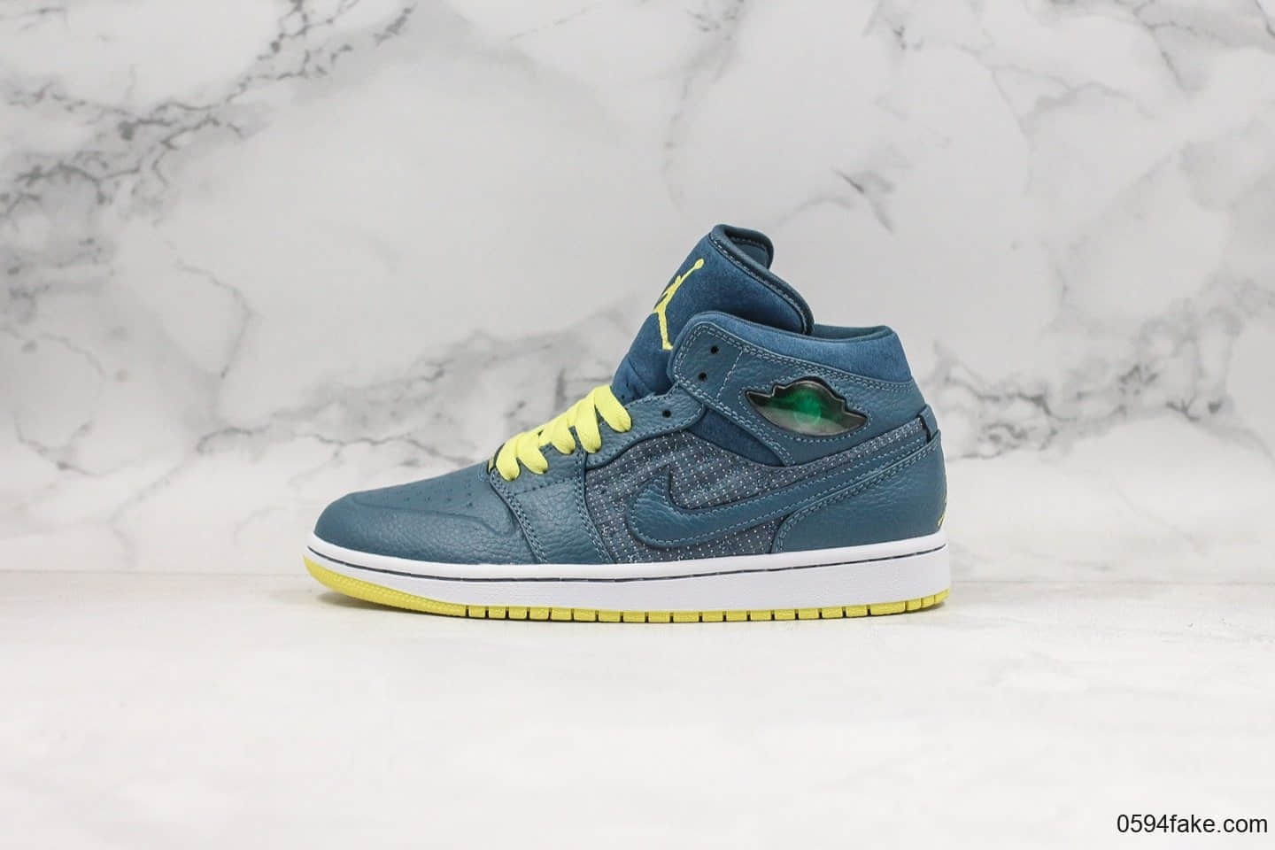 乔丹Air Jordan 1 Retro ’97纯原版本猫眼蓝色中帮AJ1鞋侧采用酒窝真皮内置气垫原盒原标 (ID:20224) - 图片1