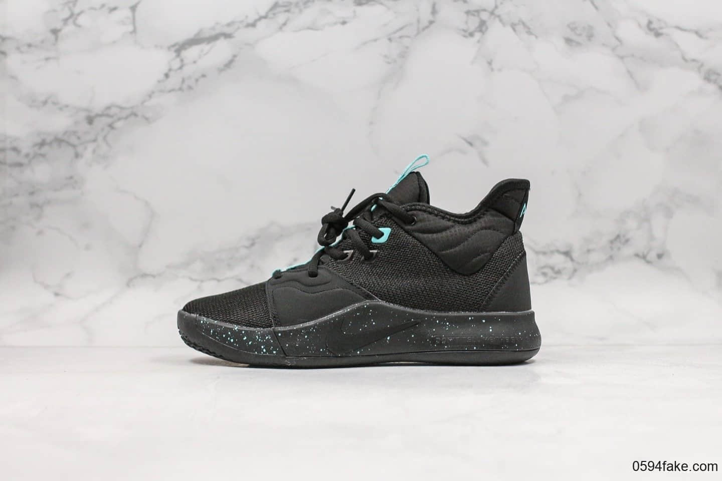 耐克Nike PG 3 Black Aqua纯原版本保罗乔治三代实战篮球鞋搭载Zoom Air缓震系统原厂鞋盒钢印 (ID:20326) - 图片1
