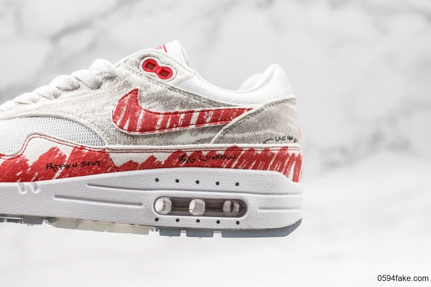 耐克Nike Air Max 1 Sketch Schematic公司级版本手绘涂鸦二次元红手稿黑线描绘小气垫运动潮鞋 货号:CJ4286-101