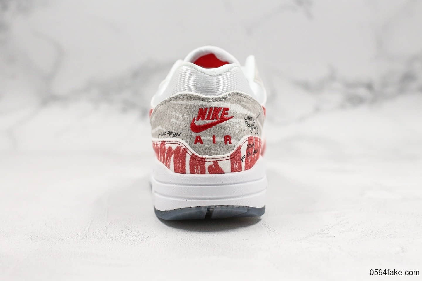 耐克Nike Air Max 1 Sketch Schematic公司级版本手绘涂鸦二次元红手稿黑线描绘小气垫运动潮鞋 货号:CJ4286-101