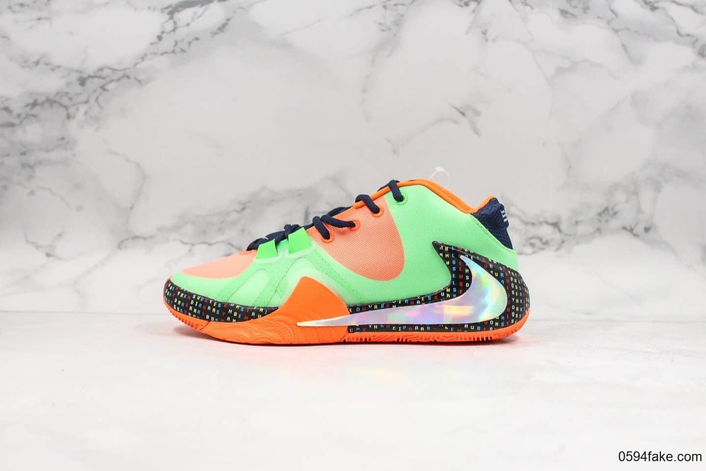 耐克Nike Zoom Freak 1纯原版本字母哥一代签名篮球鞋绿橙色后张真双层ZOOM气垫实战篮球鞋 (ID:20603) - 图片1
