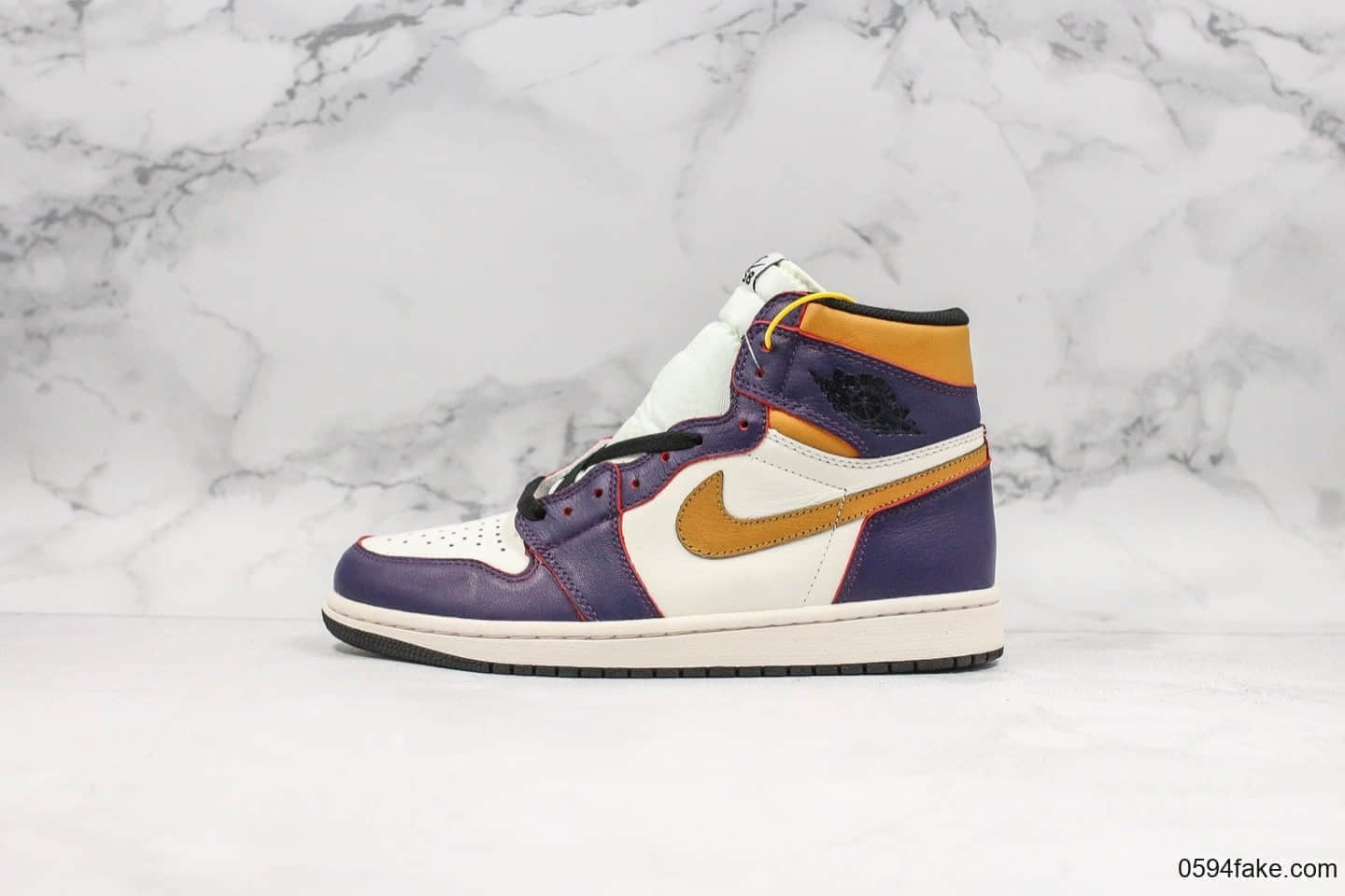 耐克Nike SB x AirJordan1 High OG Court Purple联名款乔1刮刮乐湖人黄紫配色原厂客供皮料原盒原标原鞋开模完美后跟定形 (ID:20611) - 图片1