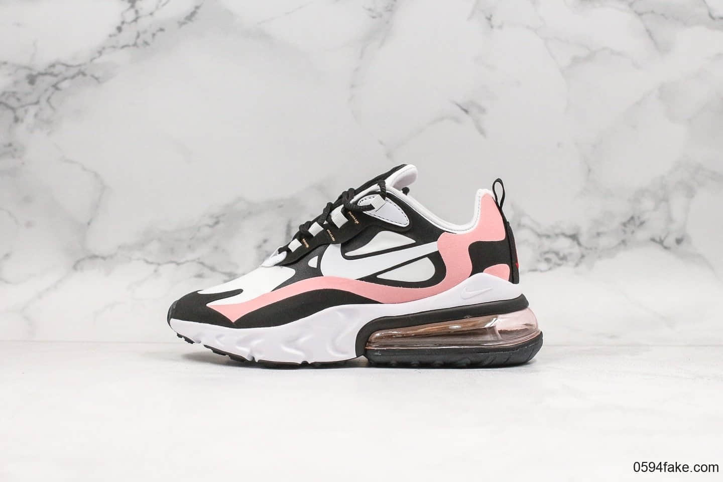 耐克Nike React Air Max 270 React纯原版本黑粉白高桥盾网纱系列机能半掌气垫跑步鞋 (ID:20961) - 图片1