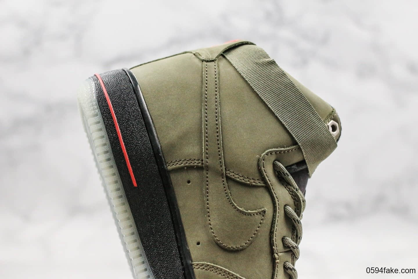 耐克Nike Air Force 1 High '07纯原版本高帮空军一号新版2019麂皮橄榄绿配色搭配同色系尼龙鞋带内置气垫 货号:CJ9178-200