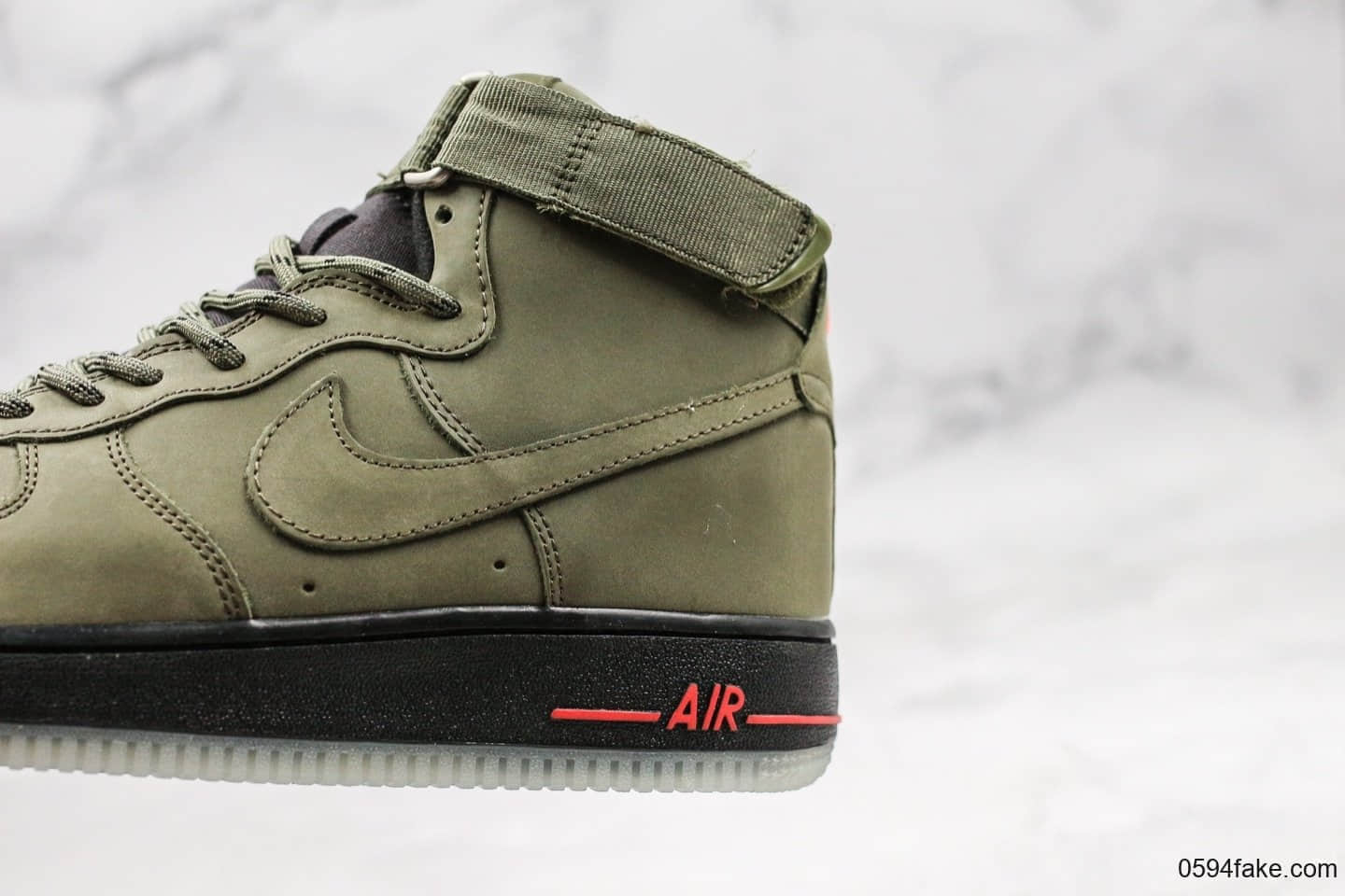 耐克Nike Air Force 1 High '07纯原版本高帮空军一号新版2019麂皮橄榄绿配色搭配同色系尼龙鞋带内置气垫 货号:CJ9178-200