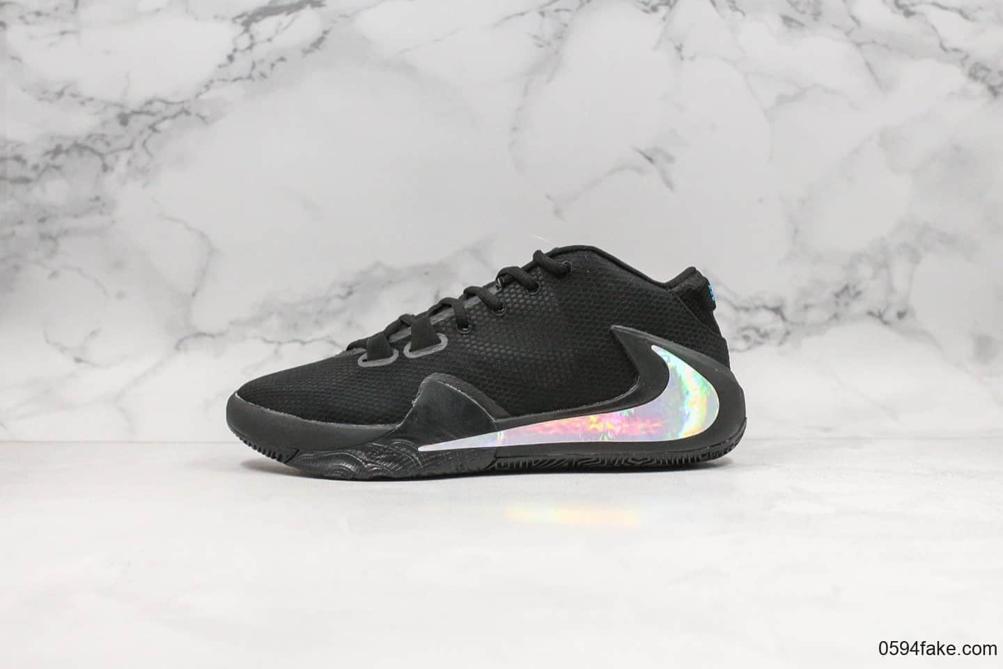 耐克Nike Zoom Freak 1纯原版本字母哥黑银大倒勾配色内置双气垫原档案开发区别市面通货版本支持实战 (ID:22151) - 图片1