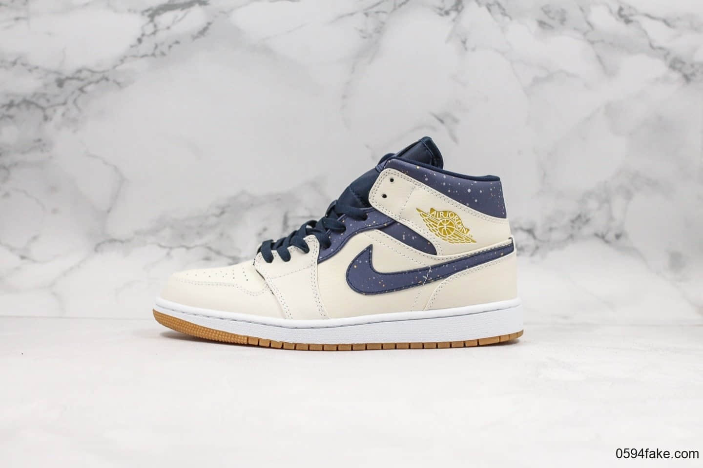 乔丹Air Jordan 1 Mid Jeter公司级版本海军配色aj1篮球鞋内置后掌气垫原厂后跟定型 (ID:22695) - 图片1