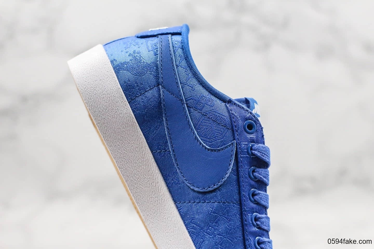 耐克Nike Blazer Low Le公司级版本低帮开拓者陈冠希联名款蓝丝绸表皮可刮原盒原标 货号:AV9374-281