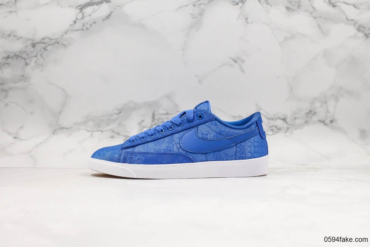 耐克Nike Blazer Low Le公司级版本低帮开拓者陈冠希联名款蓝丝绸表皮可刮原盒原标 货号:AV9374-281