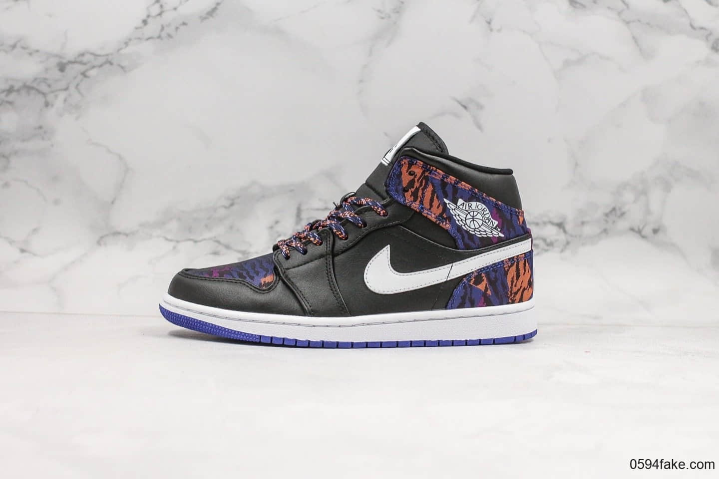 乔丹Air Jordan 1 Mid公司级版本中帮aj1虎纹配色原厂3D针织工艺天猫外贸客户指定版本 货号:AV5174-005