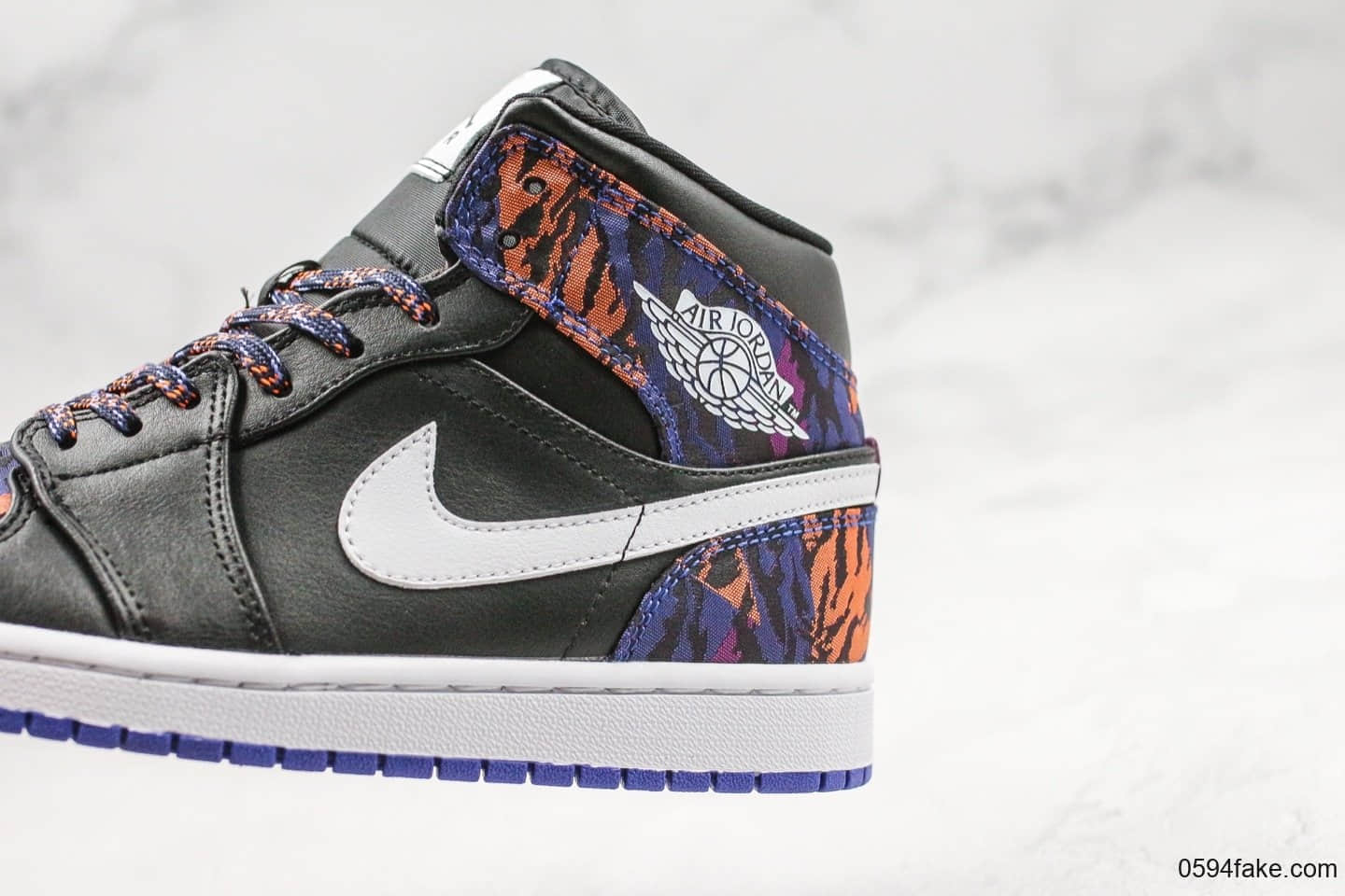 乔丹Air Jordan 1 Mid公司级版本中帮aj1虎纹配色原厂3D针织工艺天猫外贸客户指定版本 货号:AV5174-005