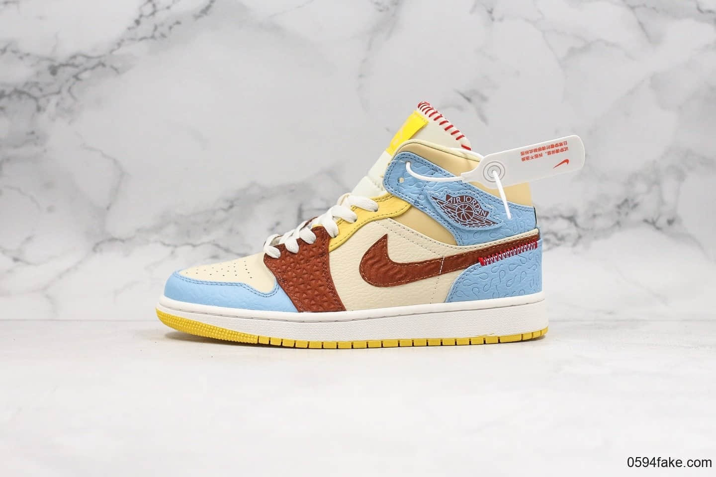 乔丹Air Jordan 1 Mid Fearless x Maison Chateau Rouge公司级版本联名款AJ1非洲风格元素手工缝制原盒原标 货号:CU2803-200