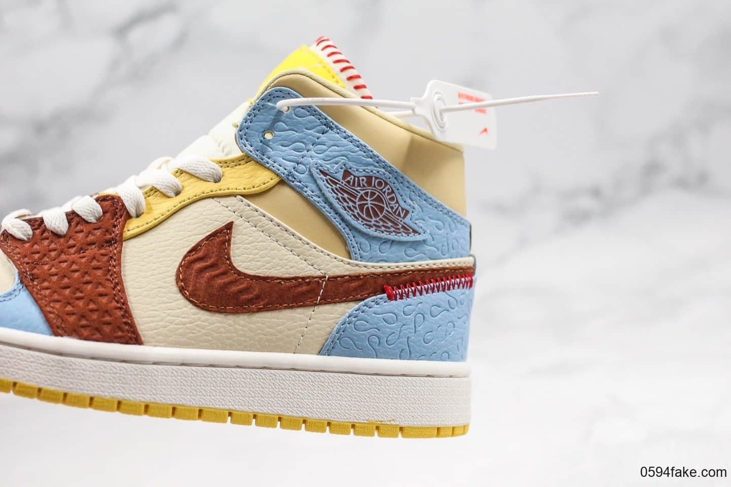 乔丹Air Jordan 1 Mid Fearless x Maison Chateau Rouge公司级版本联名款AJ1非洲风格元素手工缝制原盒原标 货号:CU2803-200