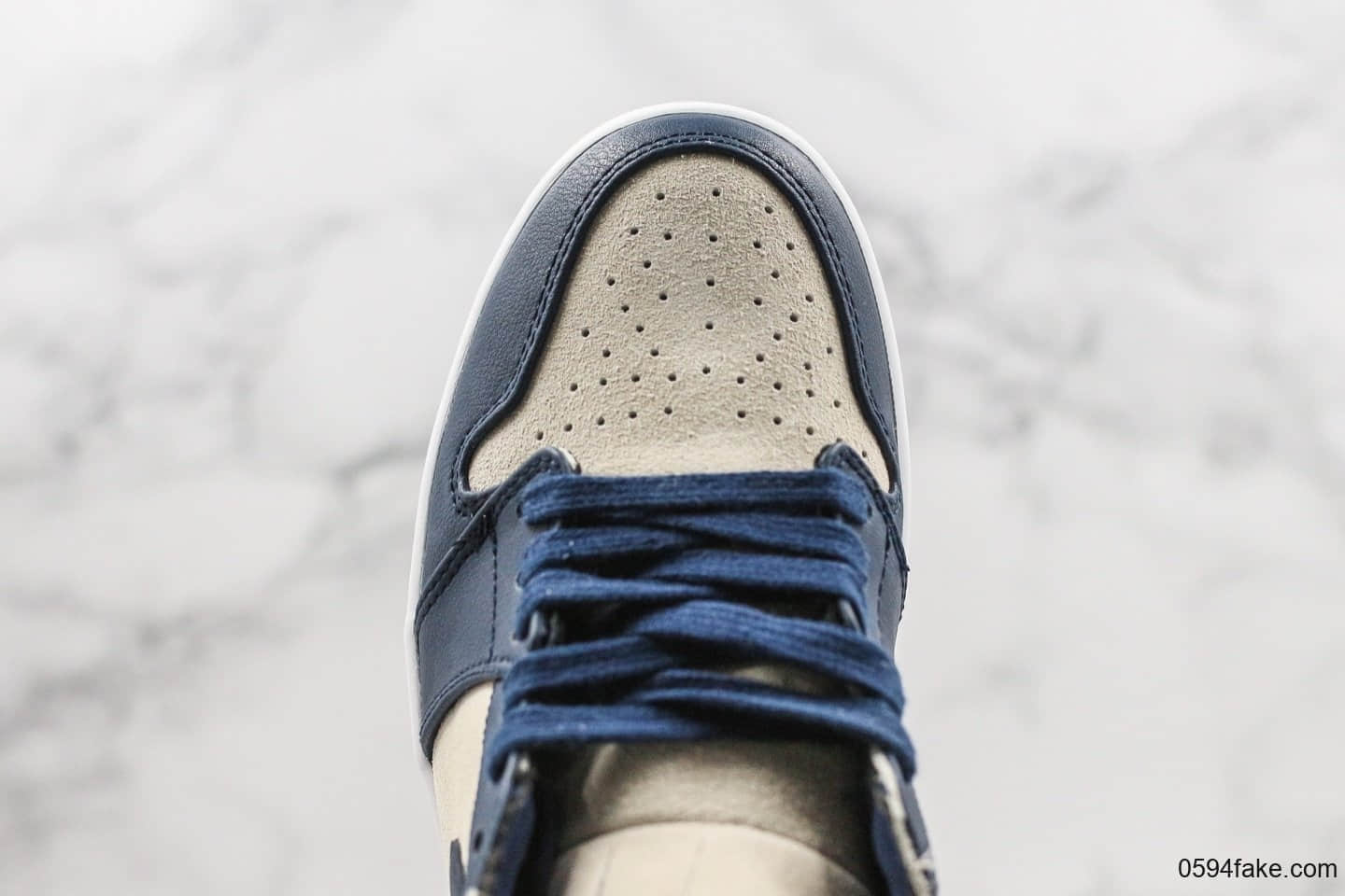 乔丹Air Jordan 1纯原版本高帮AJ1米白蓝原档案数据开发精准后跟定型区别市面通货版本 货号:AQ9131-401