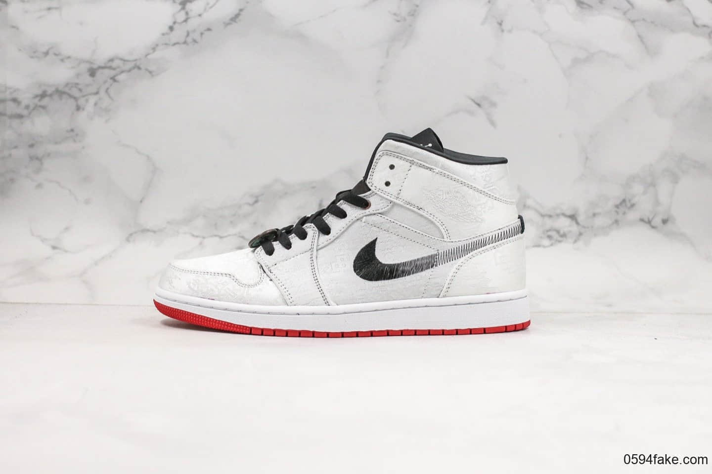 乔丹Air Jordan 1 Mid Fearless x CLOT纯原版本陈冠希联名款AJ1白丝绸双面可撕内置气垫原盒原标 货号:CU2804-100