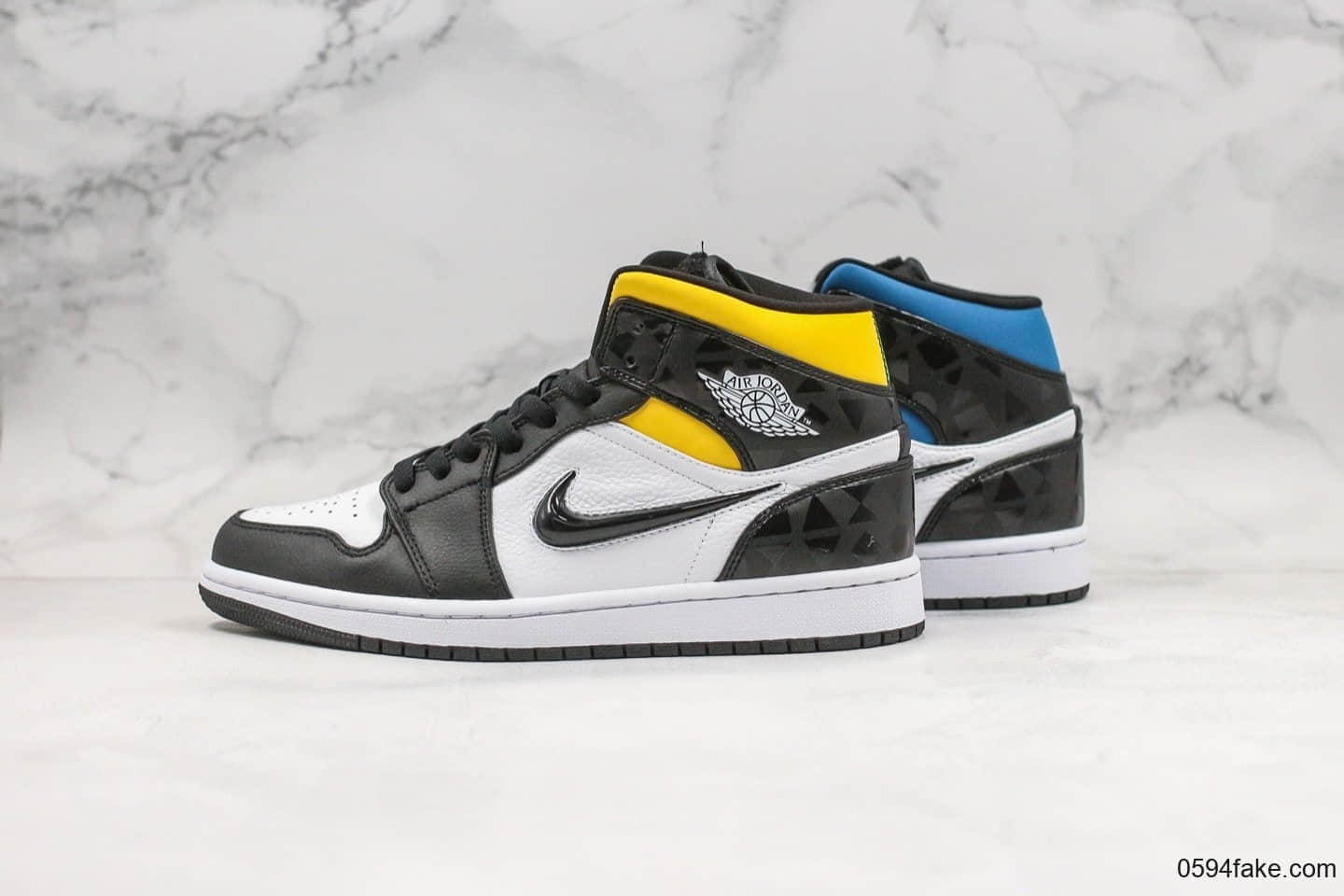 乔丹Air Jordan 1 Quai54 Mid (2019）公司级版本法国街球四色鸳鸯拼接中帮AJ1内置后掌Sole气垫原档案数据开发 (ID:24699) - 图片1