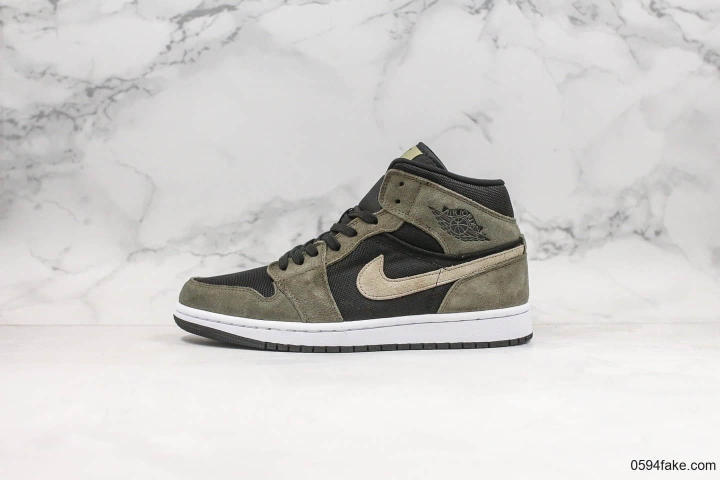 乔丹Air Jordan 1 Mid公司级版本中帮AJ1军绿色内置气垫原盒原标原档案数据开发 (ID:24804) - 图片1