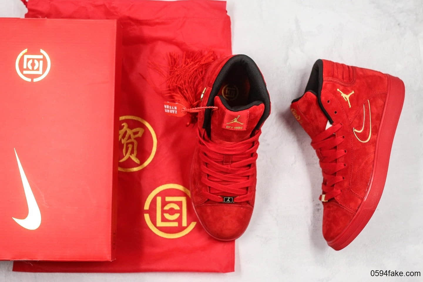 乔丹Air Jordan 1 x EDison CHEN公司级版本陈冠希联名款春节限定配色AJ1内置气垫真刺绣恭喜发财 货号:AA819953-001