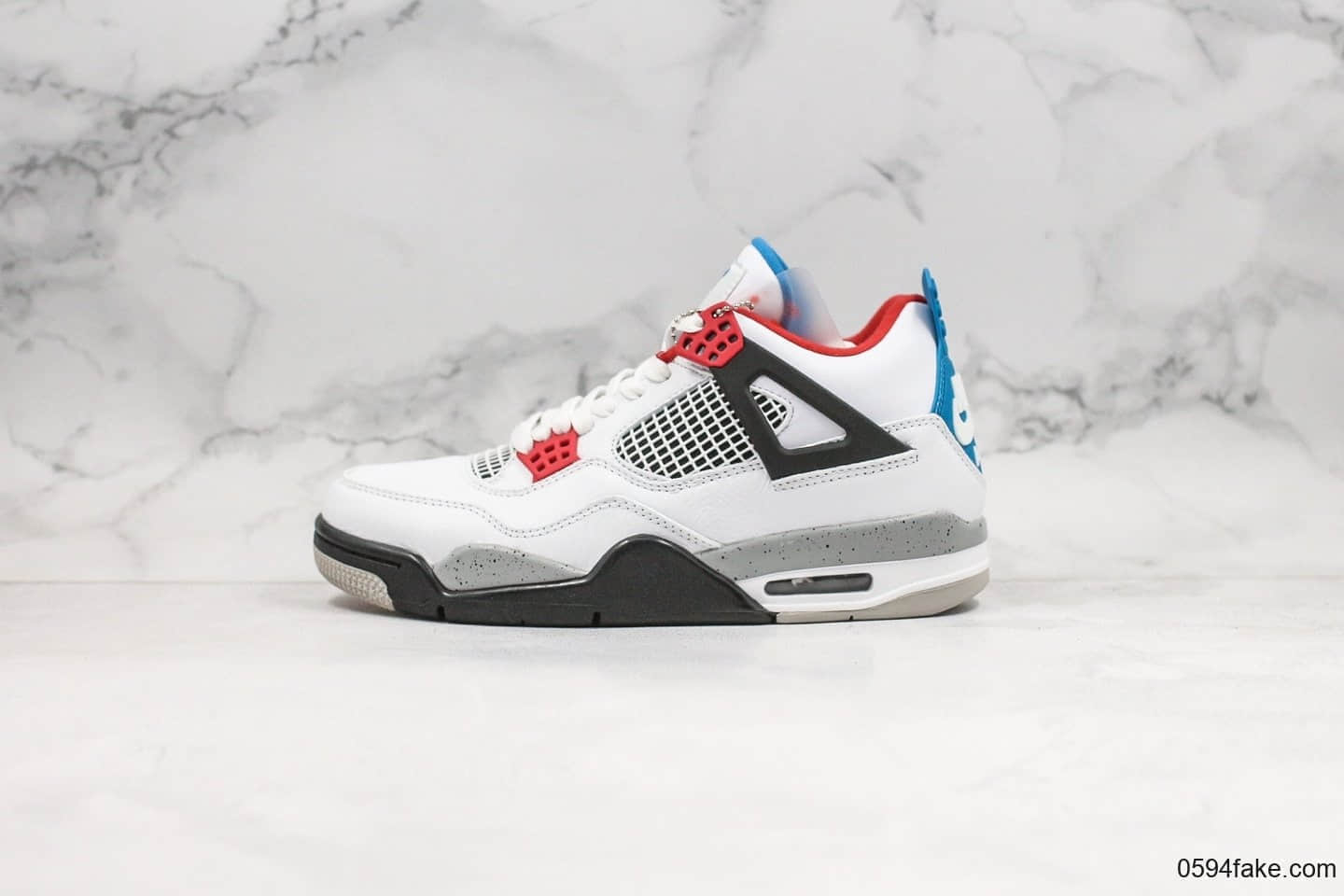 乔丹Air Jordan 4 What The纯原版本AJ4红蓝鸳鸯配色30周年白红蓝水泥原档案数据开发原厂可视气垫 货号:CI1184-146