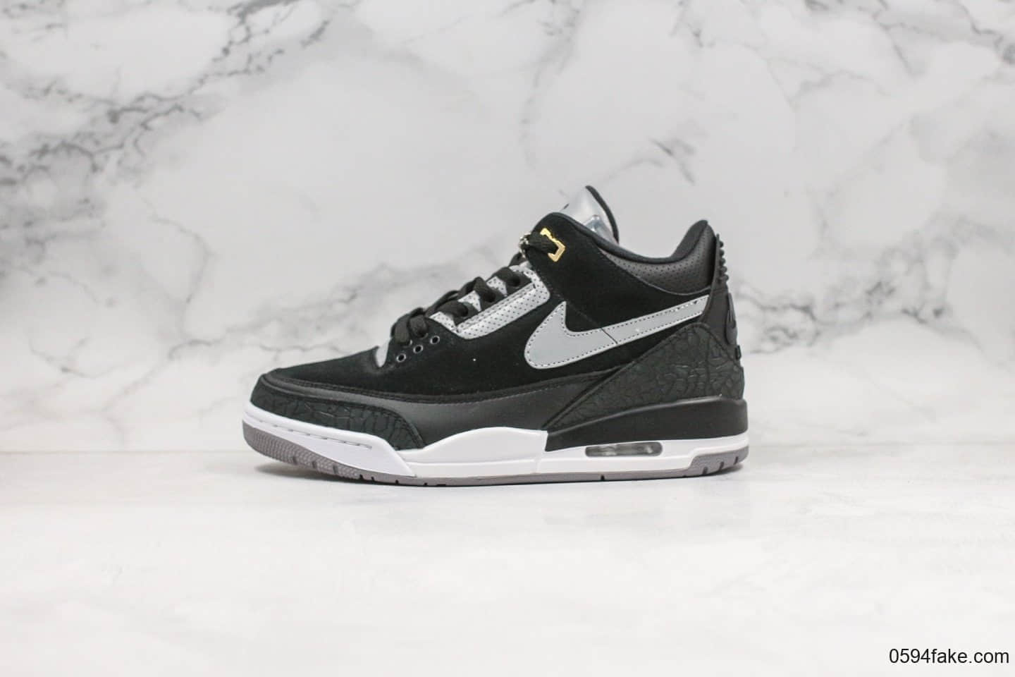 乔丹Air Jordan 3纯原版本黑白手稿AJ3黑水泥原厂钢印3M反光鞋面原档案数据开发支持实战 (ID:25927) - 图片1