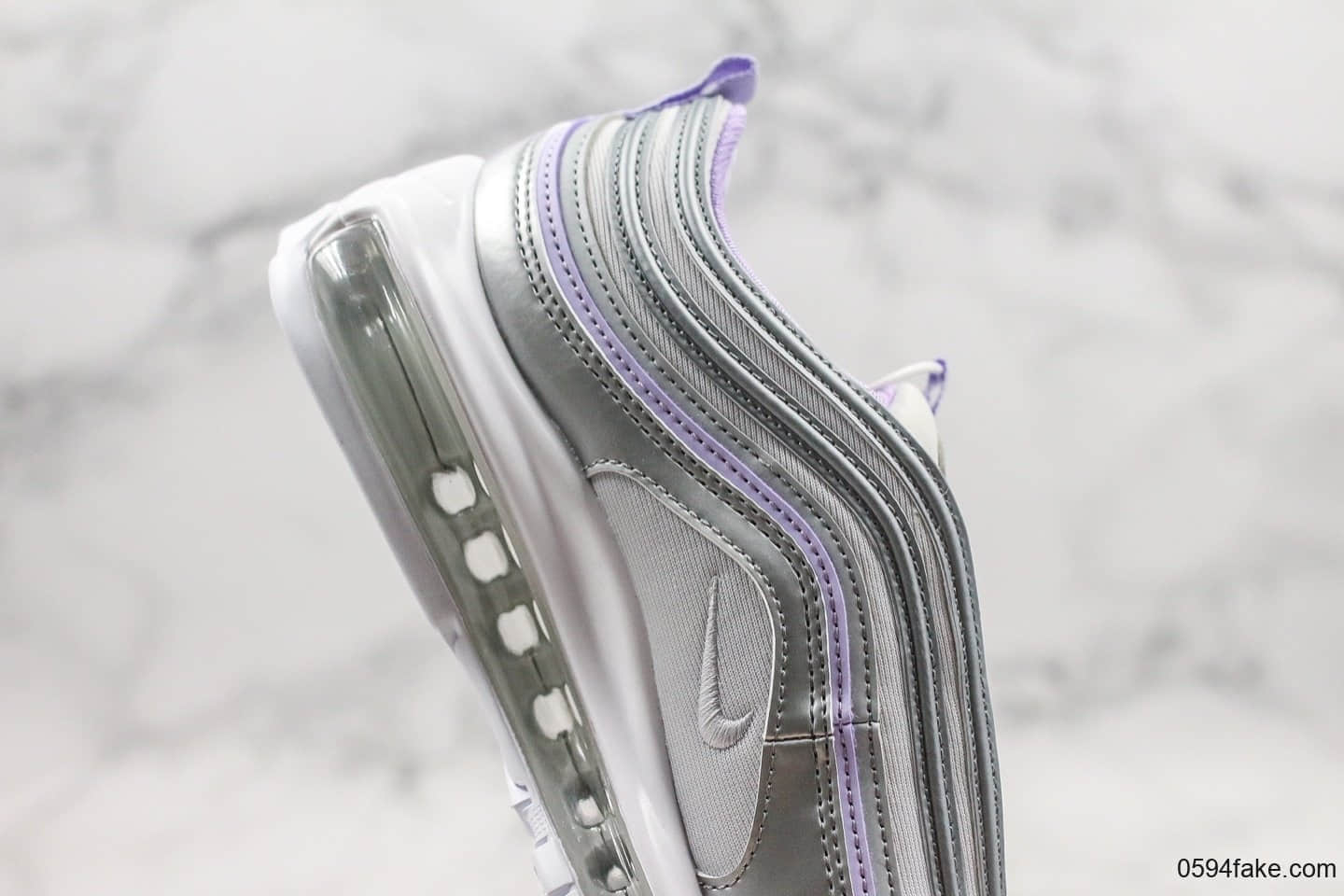 耐克Nike Air Max 97纯原版本复古子弹气垫鞋Max97银紫配色内置真实气垫原楦头原纸板打造 货号:CQ4806-015