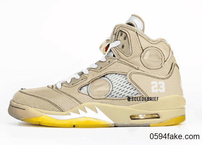 Off-White x Air Jordan 5“ Cream”卡其色版本渲染图首度曝光！ (ID:26687) - 图片1