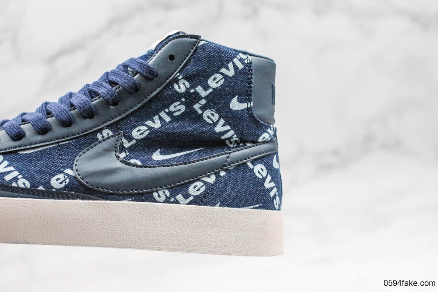 耐克LEVI'S NIKE W BLAZER MID QS HH纯原版本李维斯联名款高帮牛仔蓝帆布开拓者内置气垫原盒原标 货号:LH8238-002A